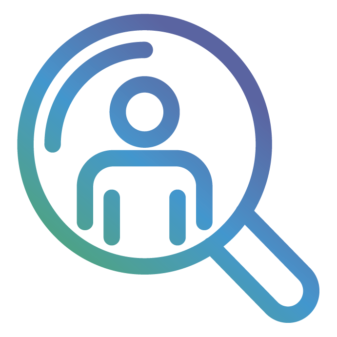 Customer-Focused Consultants Person in magnify glass icon