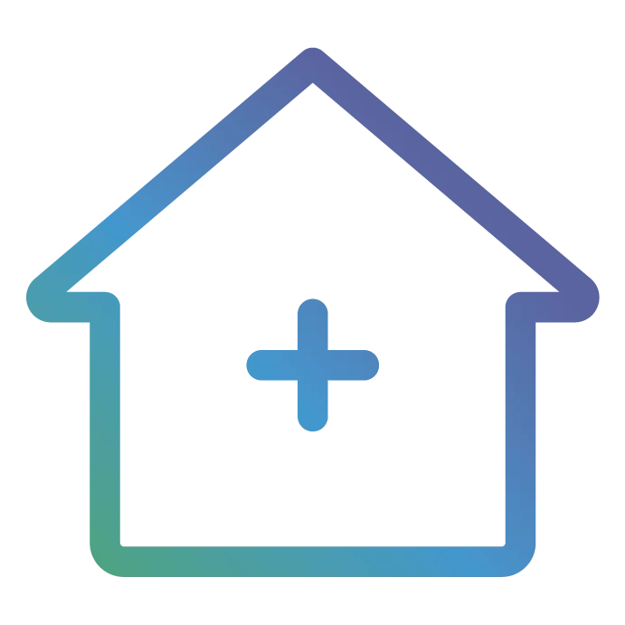 In-Home Primary Care icon House with Care icon