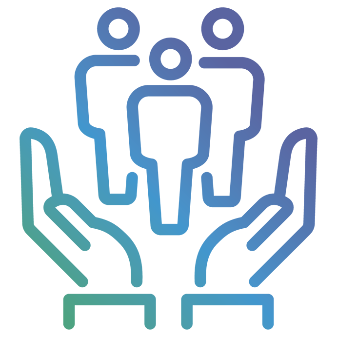 What we do icon Hands holding people icon