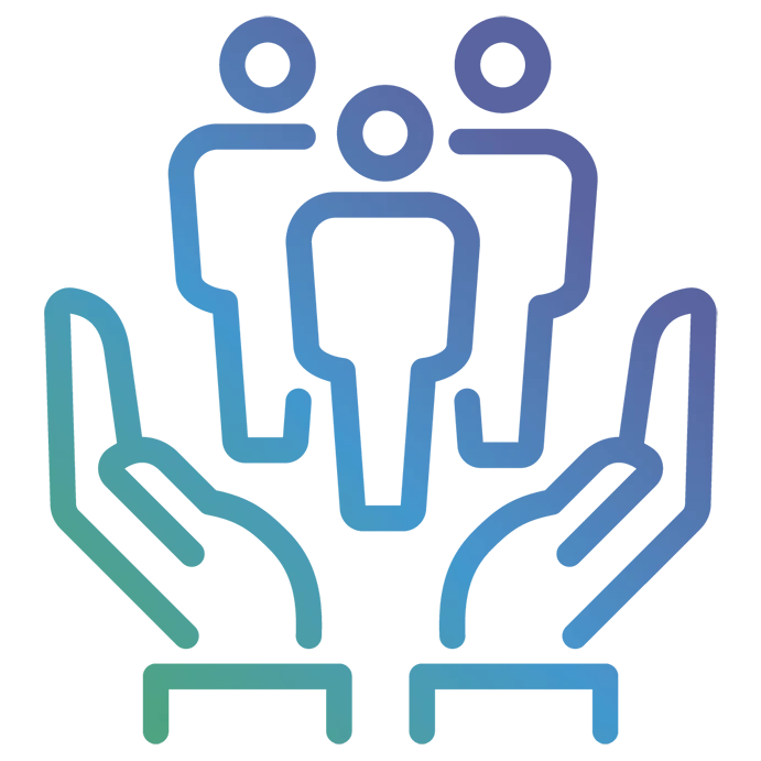 What we do icon Hands holding people icon